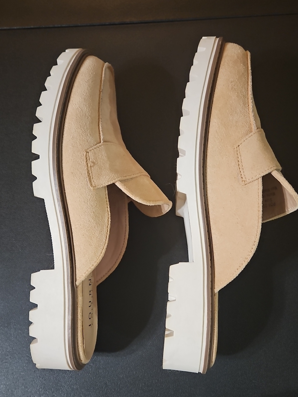 Journee Collection Women’s Beige Suede Slip-On Loafer Mules - Picture 6 of 7